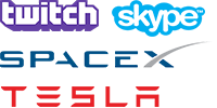 Tesla, space X, Skype, Twitch TV